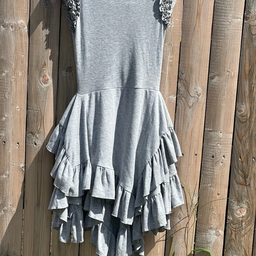 Lemon Loves Lime Gray Ruffles Dress And Bottoms Set